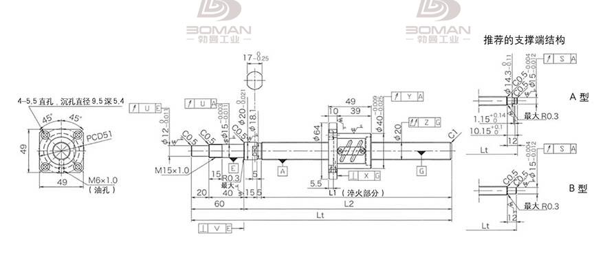 KURODA GP2004ES-AALR-0605B-C3S 黑田精工丝杆底座安装方法