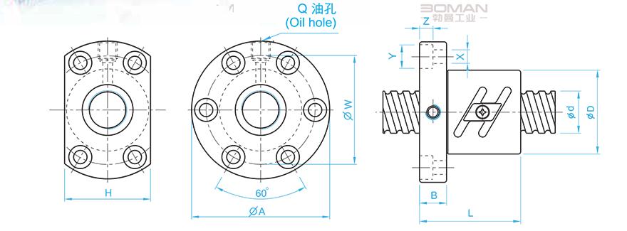 TBI SFT02510-2.5 tbi滚珠丝杆设计图