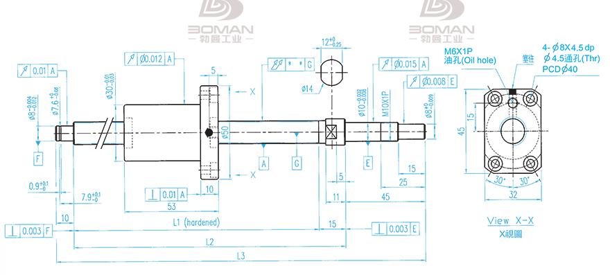 TBI XSVR01210B1DGC5-230-P1 tbi滚珠丝杠的安装间距