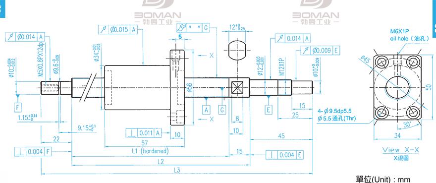 TBI XSVR01510B1DGC5-621-P1 tbi滚珠丝杆尺寸标准对照表